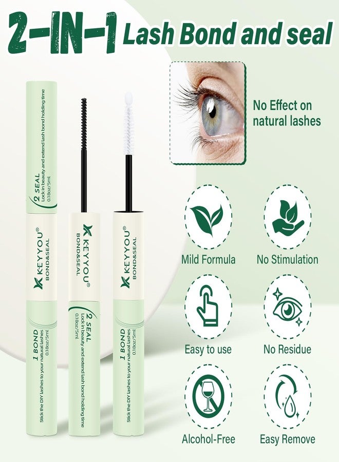 KEYYOU 10ML Lash Cluster Glue Comfortable Lash Bond and Seal Long Lasting Strong Hold Latex-Free Gentle Suitable for Sensitive Eyes 2 in 1 Lash Glue for Lash Clusters (Black) - Image 5